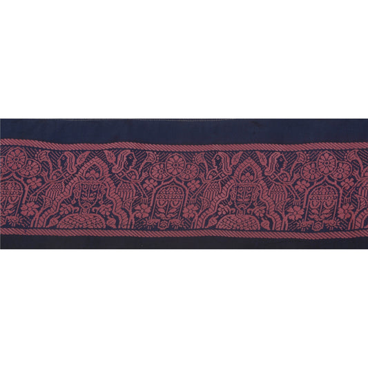 Санскрити Винтаж 1 ярд сари кайма тканая отделка шитье синее ремесло индийское кружево