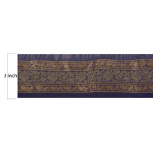 Load image into Gallery viewer, Sanskriti Vintage 8 YD Trim Sari Border Woven Brocade Craft Sewing Blue Lace
