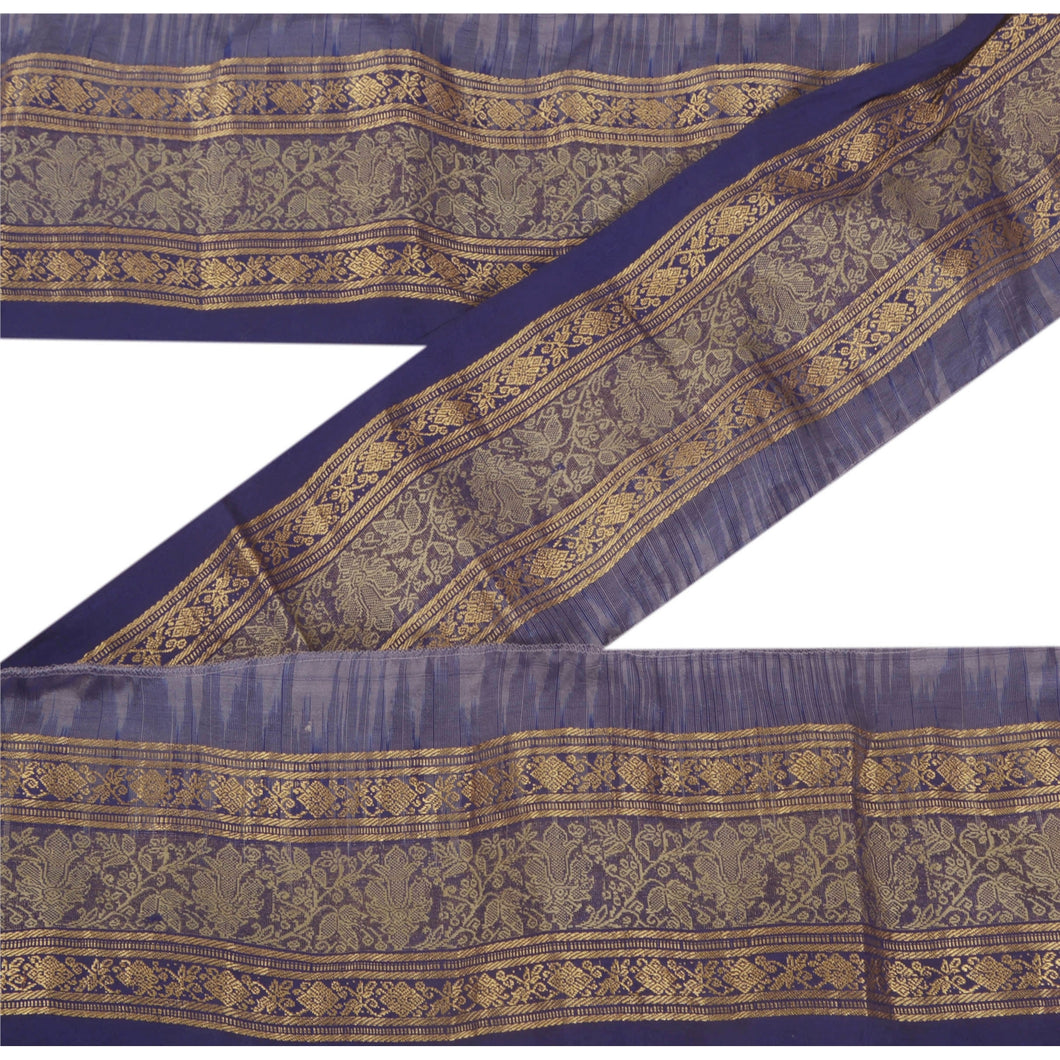 Sanskriti Vintage 8 YD Trim Sari Border Woven Brocade Craft Sewing Blue Lace