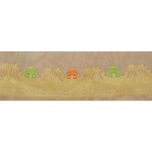 Санскрити Винтаж 1 ярд сари кайма тканая отделка шитье коричневый ремесло декор кружево