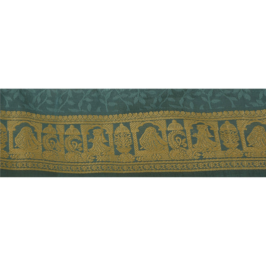 Sanskriti Vintage 1 Yd Sari Border 2.2"W Woven Baluchari Trim Sewing Blue Lace