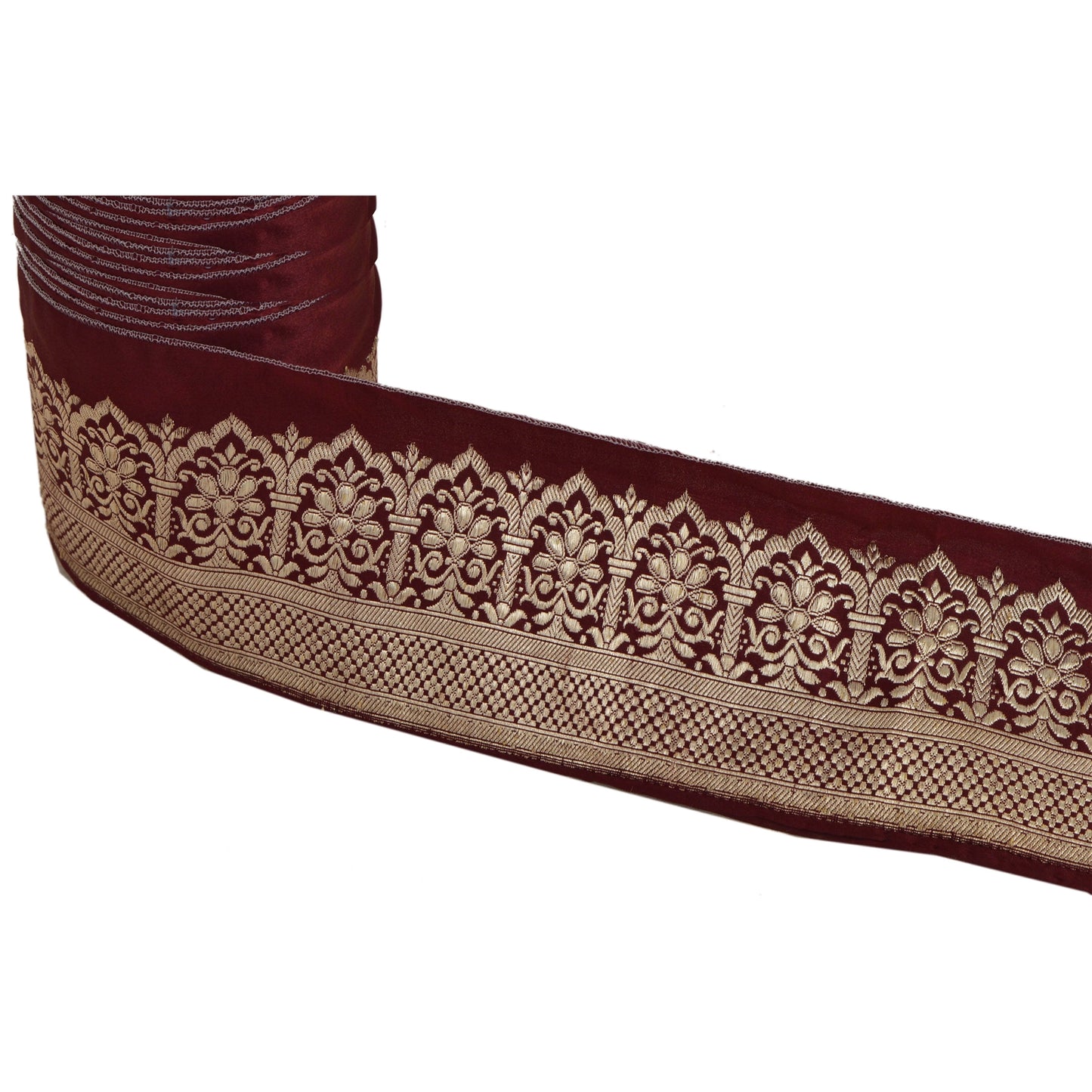 Sanskriti Vintage Brun Sari Kant 3,5" B Brokade 1 Yd Håndværkskant Syblonde