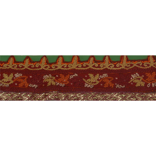 Sanskriti Vintage Sari Border 1 Yd Craft Green Trim Hand Beaded Sewing Lace