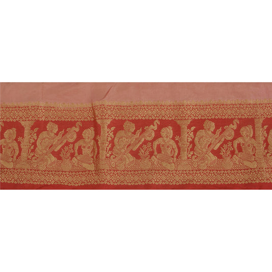 Sanskriti Vintage 1 Yd Sari Border Woven Baluchari Trim Sewing Red Decor Lace