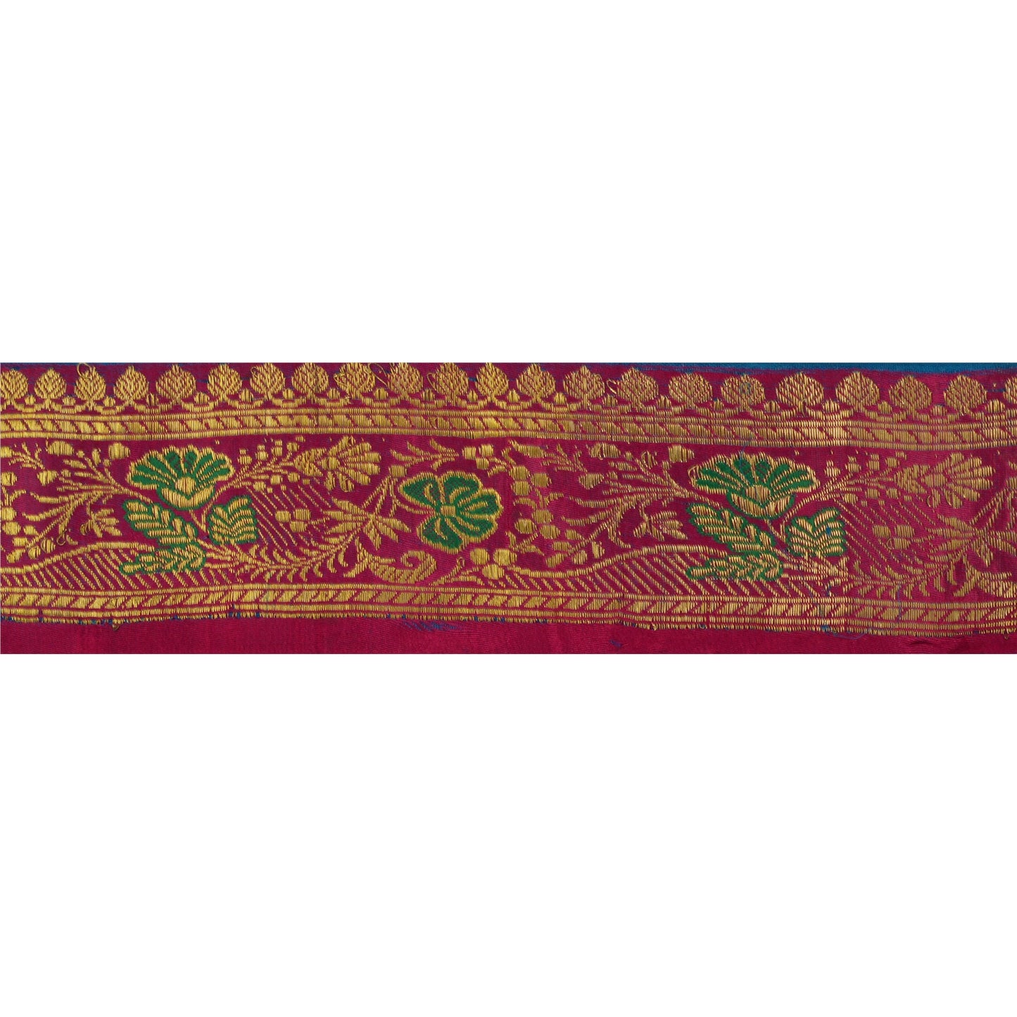 Sanskriti Vintage 1 Yd Trim Sari Border Woven Brocade Craft Sewing 2.5"W Lace