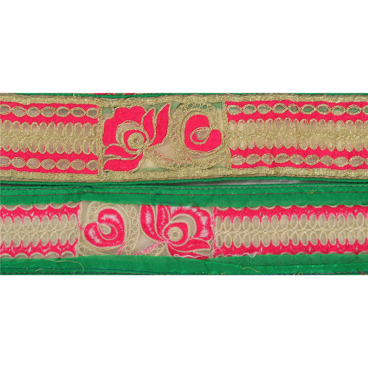 Sanskriti Vintage 1 Yd Sari Border Embroidered Sewing Craft Golden Decor Lace