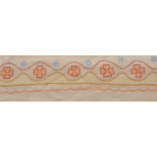 Санскрити Винтаж Кремовый Сари Кайма Вышитая Отделка Шитье 1 Ярд Кружево