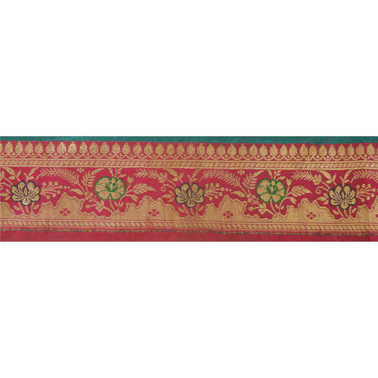 Sanskriti Vintage Pink Sari Border 2.2"W Brocade Craft Trim Sewing 1 Yd Lace
