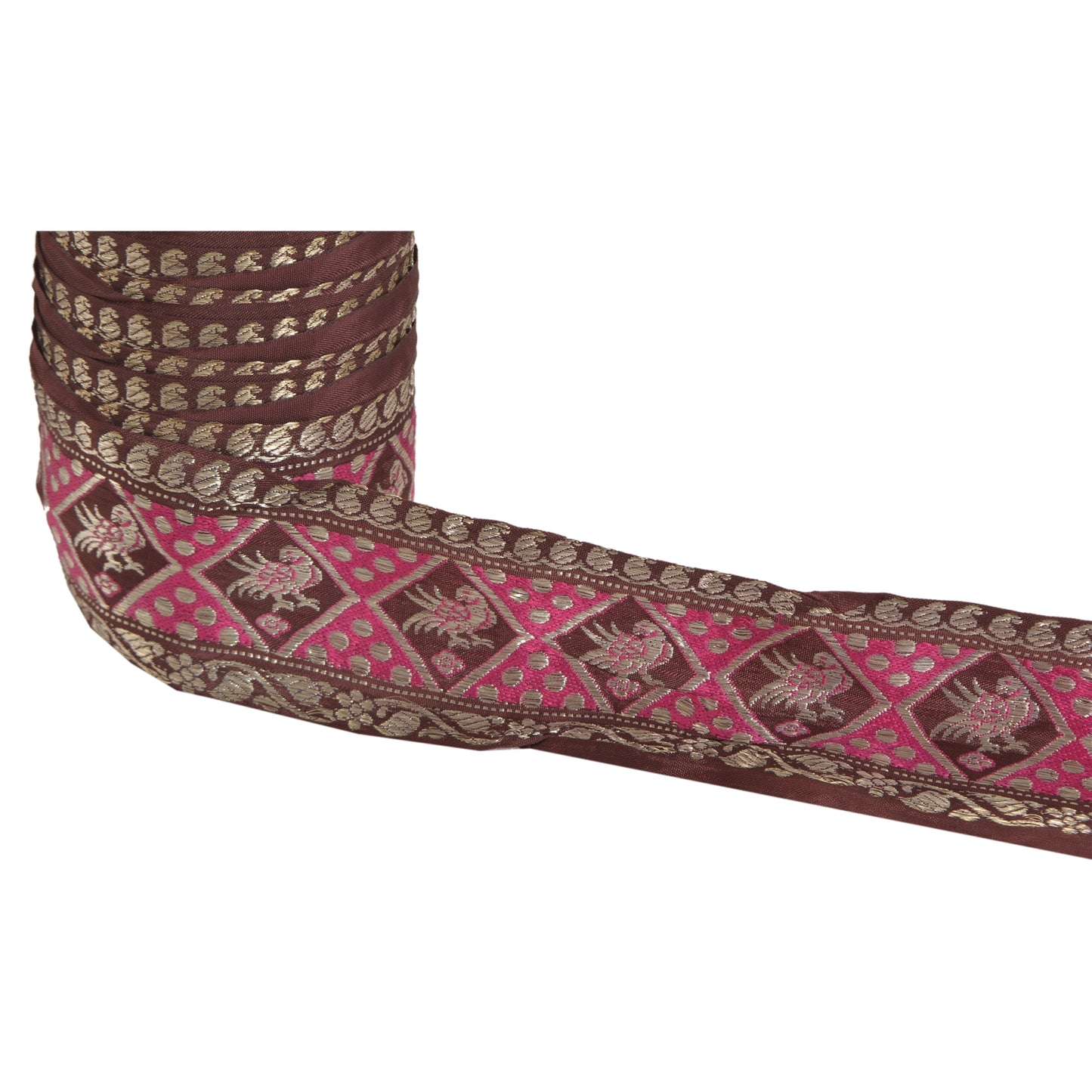 Sanskriti Vintage 1 Yd Sari Border Woven Brocade Trim Sewing Craft 3.2"W Lace