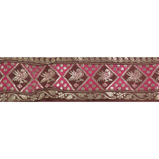 Sanskriti Vintage 1 Yd Sari Border Woven Brocade Trim Sewing Craft 3.2"W Lace