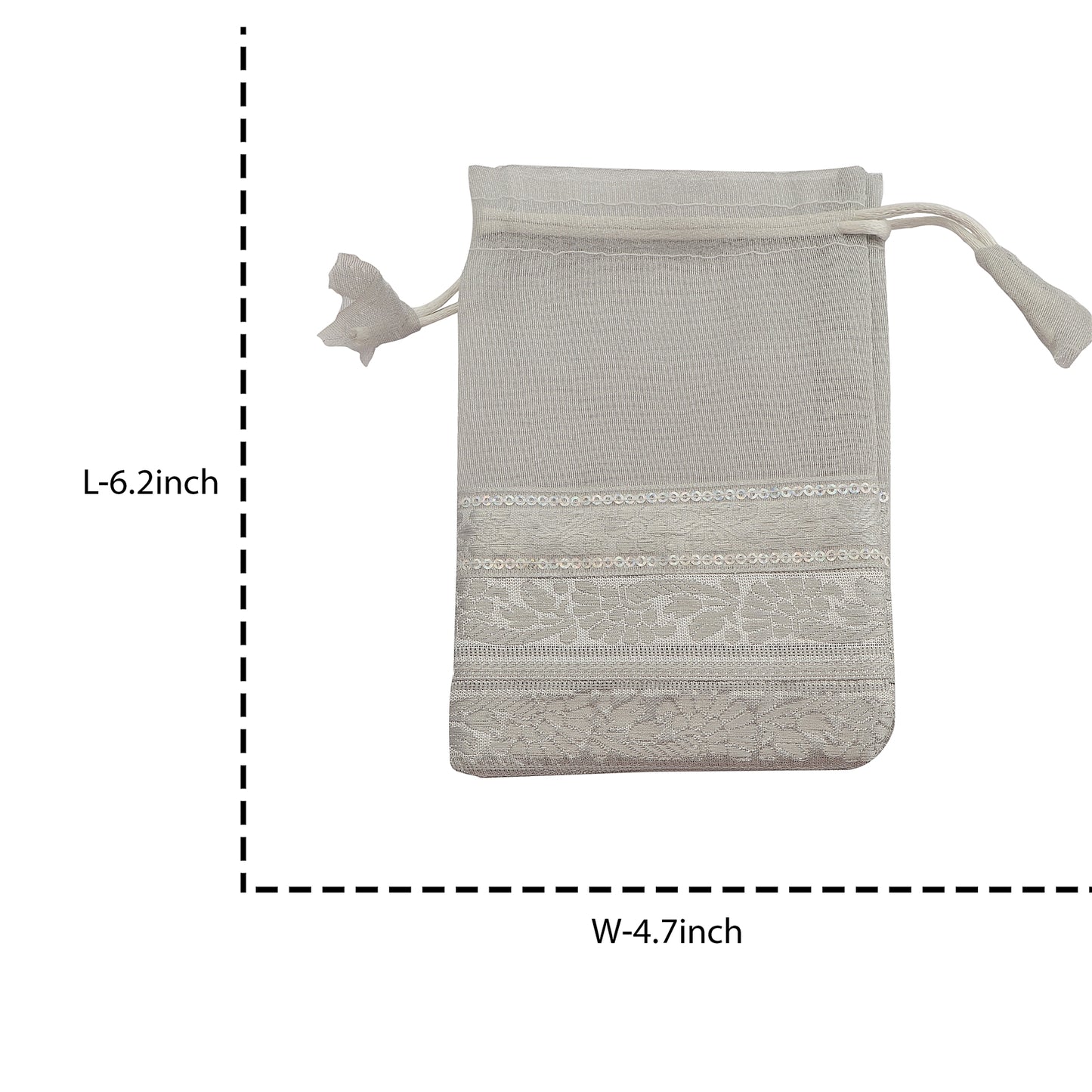 Sanskriti Vintage Indian 10 Combo Wedding Gift Pouch//Potli Silver Drawstrings Bags Gota