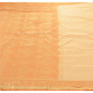 Sanskriti Vintage Peach Ethnic Heavy Saree Pure Satin Silk Woven Fabric Sari