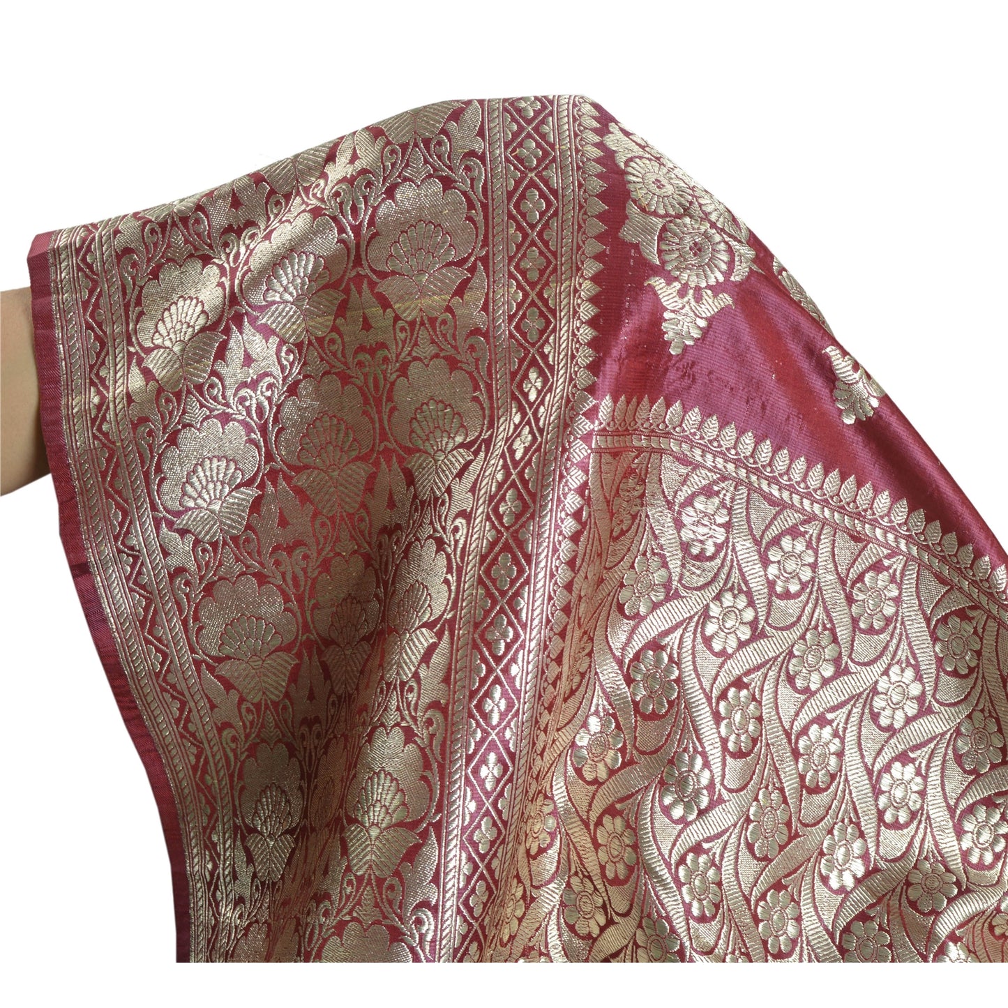 Sanskriti Vintage Purple Heavy Saree Pure Satin Silk Woven Brocade/Banarasi Sustainable Fabric Sari