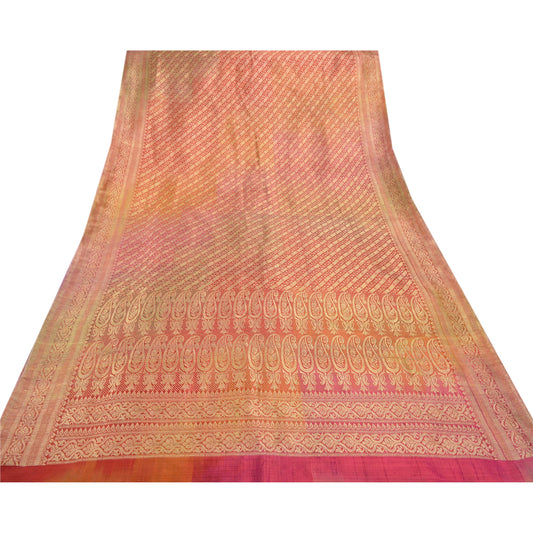 Sanskriti Vintage Heavy Saree Art Silk Multi Color Brocade Banarasi Woven Sustainable Fabric Ethnic Sari