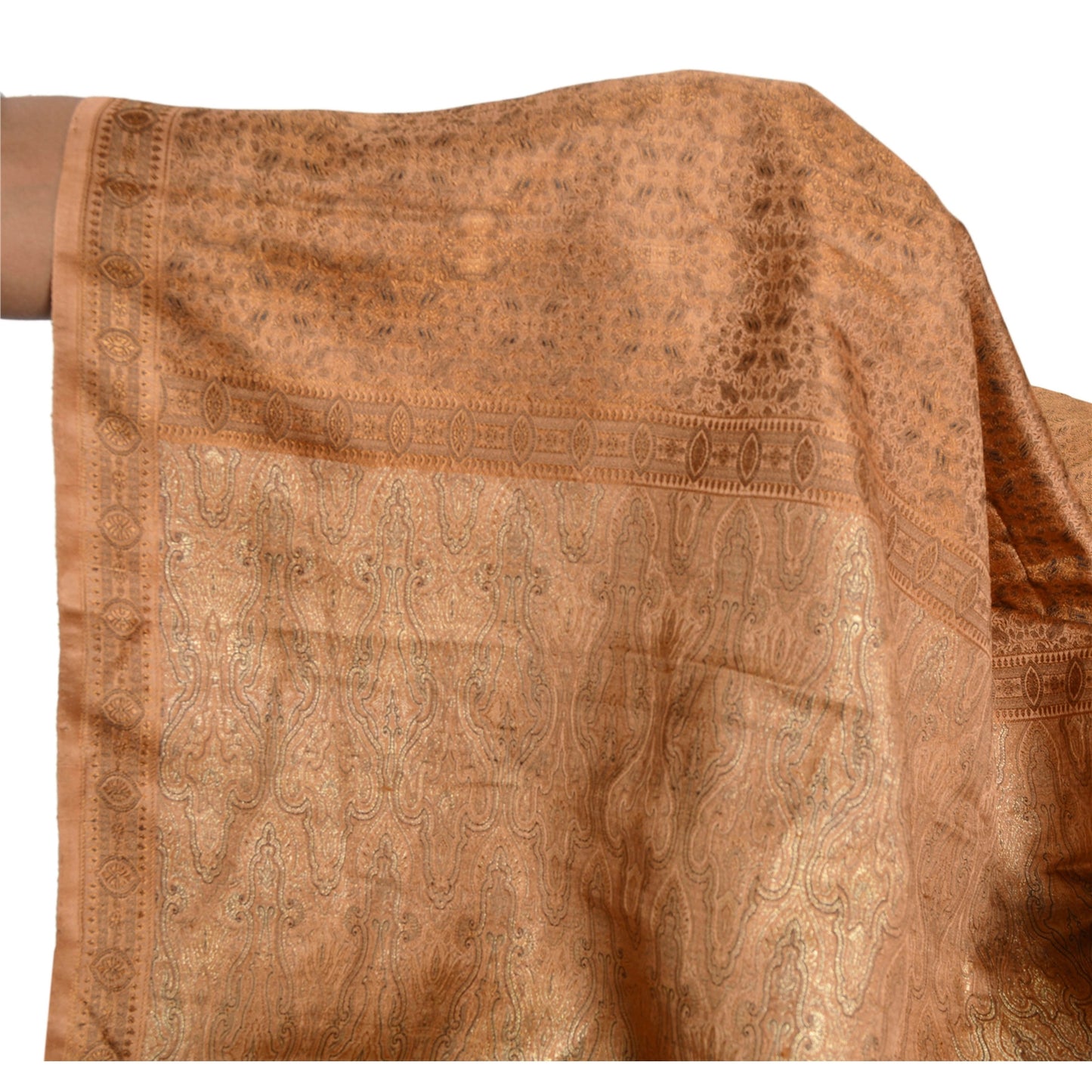 Sanskriti Vintage Brown Heavy Saree Pure Satin Silk Banarasi Woven Sustainable Fabric Ethnic Sari