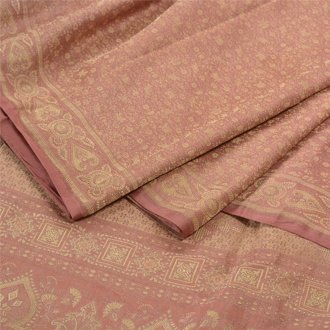 Sanskriti Vintage Heavy Indian Wedding Sari Blend Silk Pink Woven Sarees Fabric