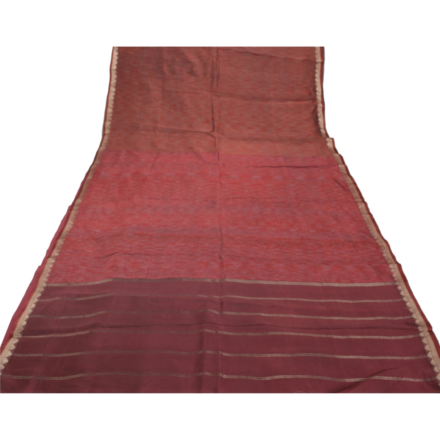 Sanskriti Vintage Heavy Sari Blend Silk Woven Brocade Ikat Work Sarees Sustainable Fabric