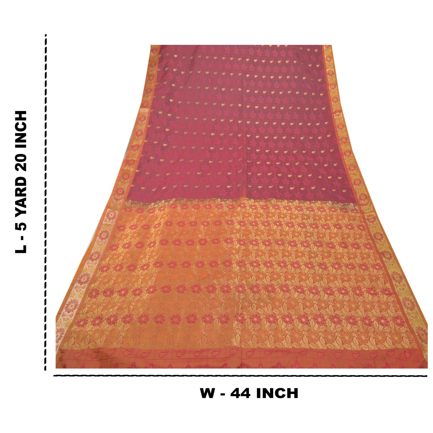 Sanskriti Vintage Heavy Sarees Art Silk Purple Woven Brocade Indian Sari Sustainable Fabric