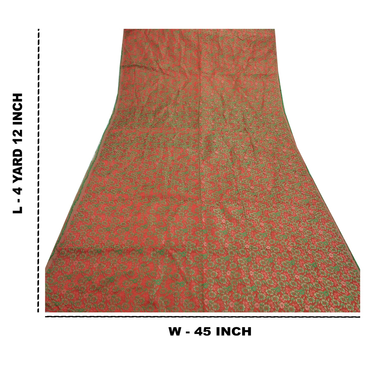 Sanskriti Vintage Red Heavy Indian Wedding Sari Art Silk Banarasi Woven Sari 5 YD Sustainable Fabric