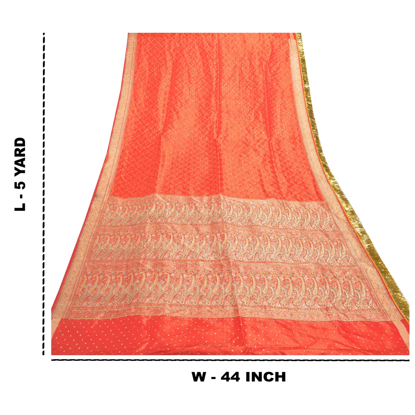 Sanskriti Vintage Heavy Sarees Pure Satin Silk Hand Beaded Brocade Sari Sustainable Fabric