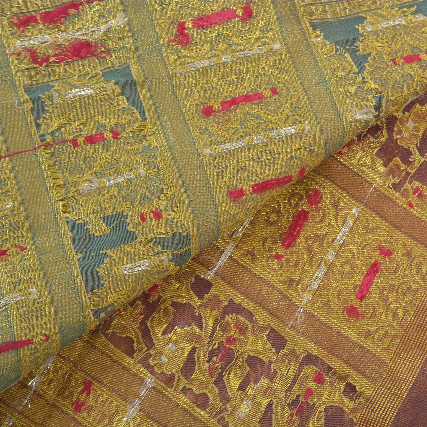 Sanskriti Vintage Heavy Sarees Blend Silk Woven Brocade Purple Sari Zari Sustainable Fabric