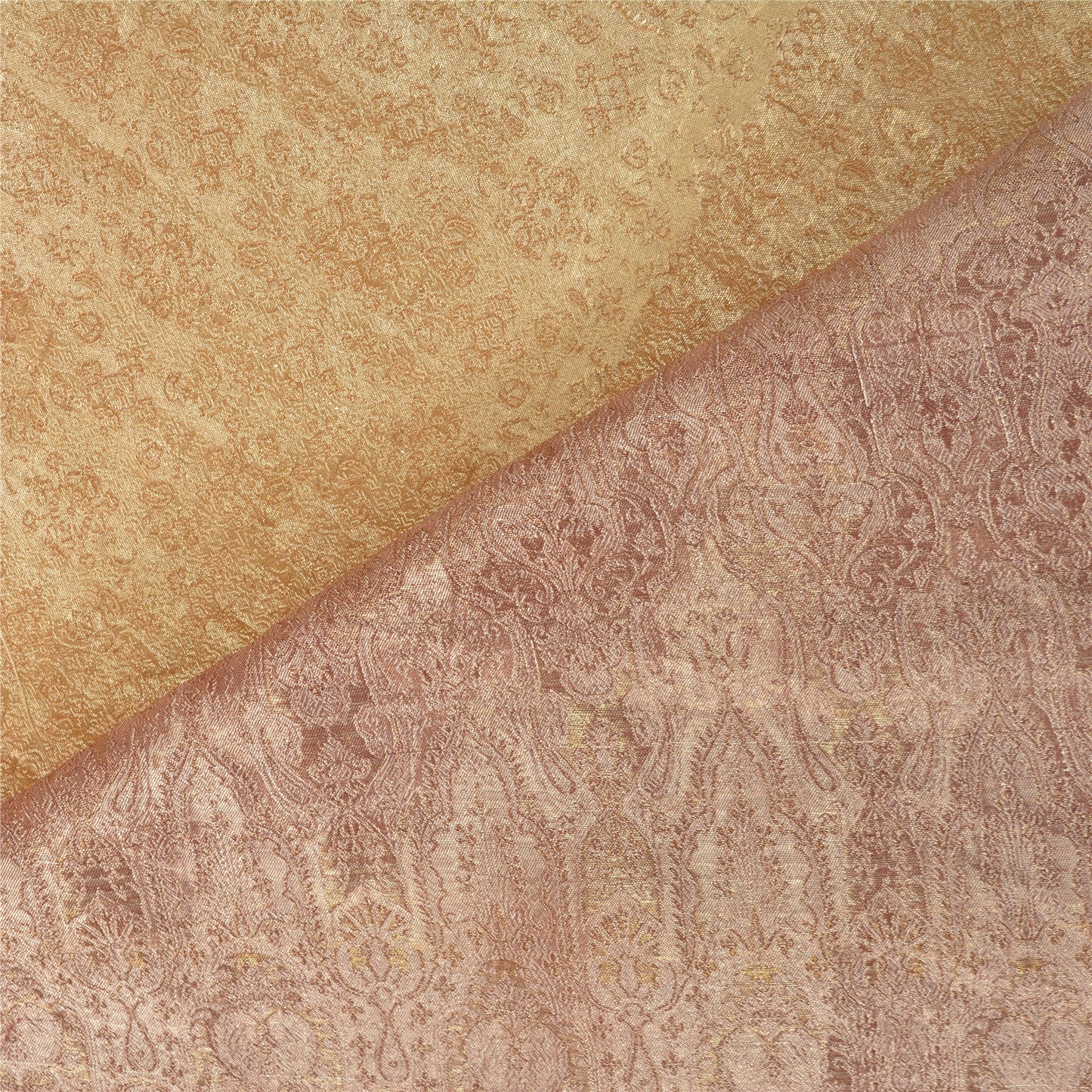 Sanskriti Vintage Saffron Heavy Saree Pure Satin Silk Banarasi Woven Tanchoi Sari Sustainable Fabric