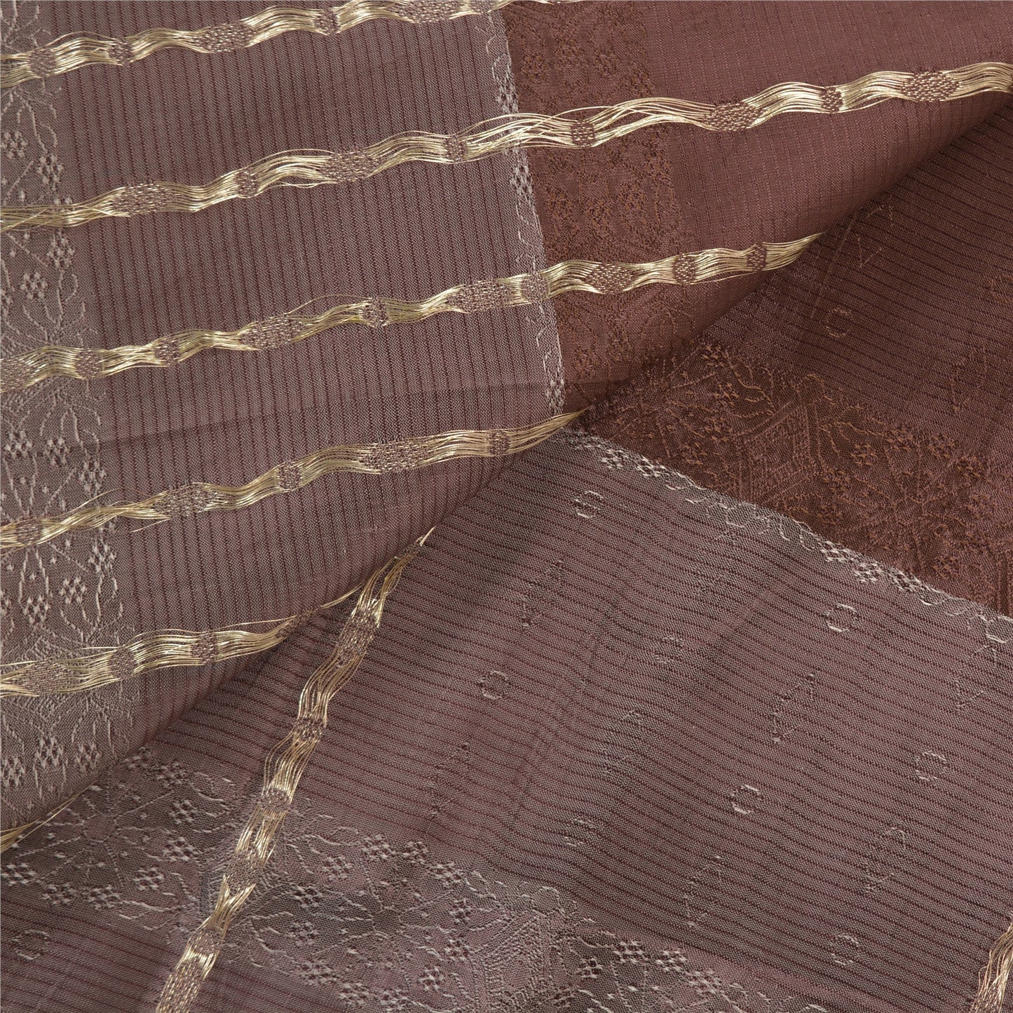 Sanskriti Vintage Brown Heavy Sarees Pure Satin Silk Woven Brocade Sari Sustainable Fabric