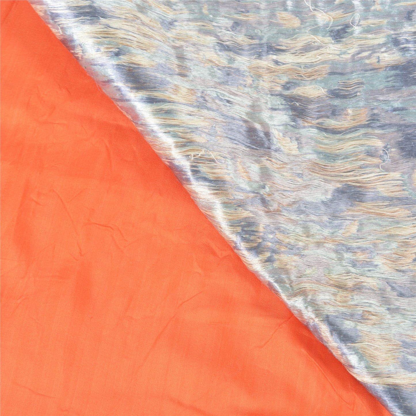 Sanskriti Vintage Orange Heavy Indian Sarees Pure Satin Silk Banarasi Woven Sari Sustainable Fabric