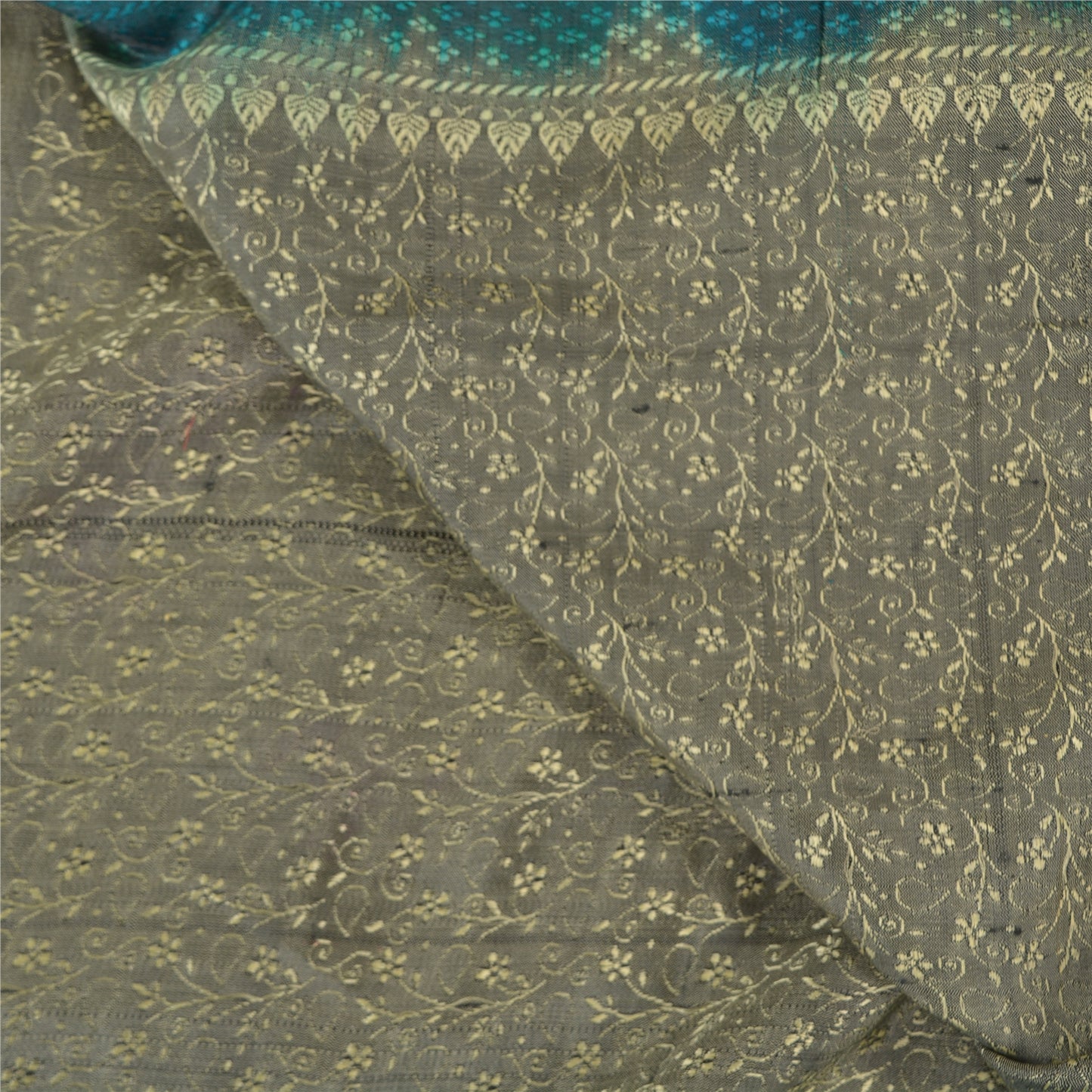 Sanskriti Vintage Green Heavy Sarees 100% Pure Satin Silk Banarasi Woven Sari Sustainable Fabric