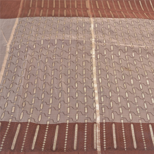 Sanskriti Vintage Rusty Purple Heavy Sarees Pure Satin Silk Brocade Sari Sustainable Fabric