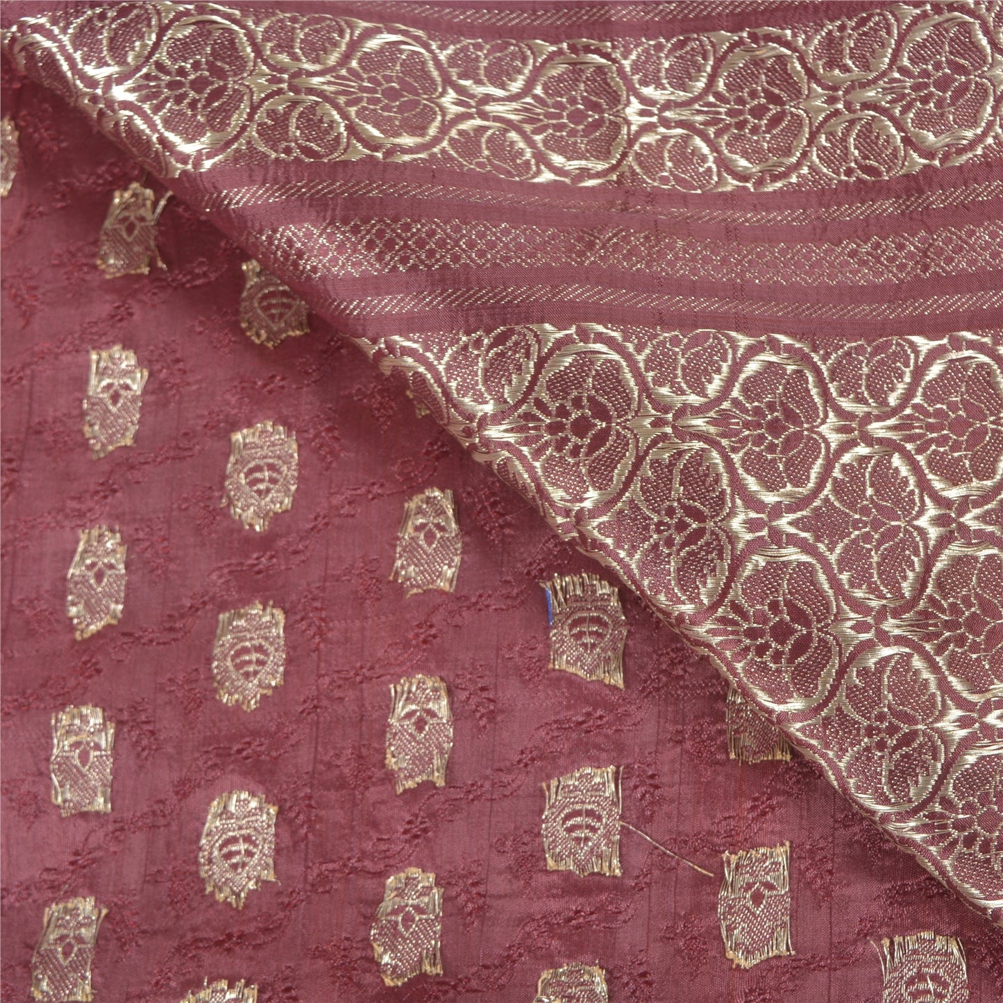 Sanskriti Vintage Purple Heavy Sarees Pure Satin Silk Woven Brocade Sari Sustainable Fabric