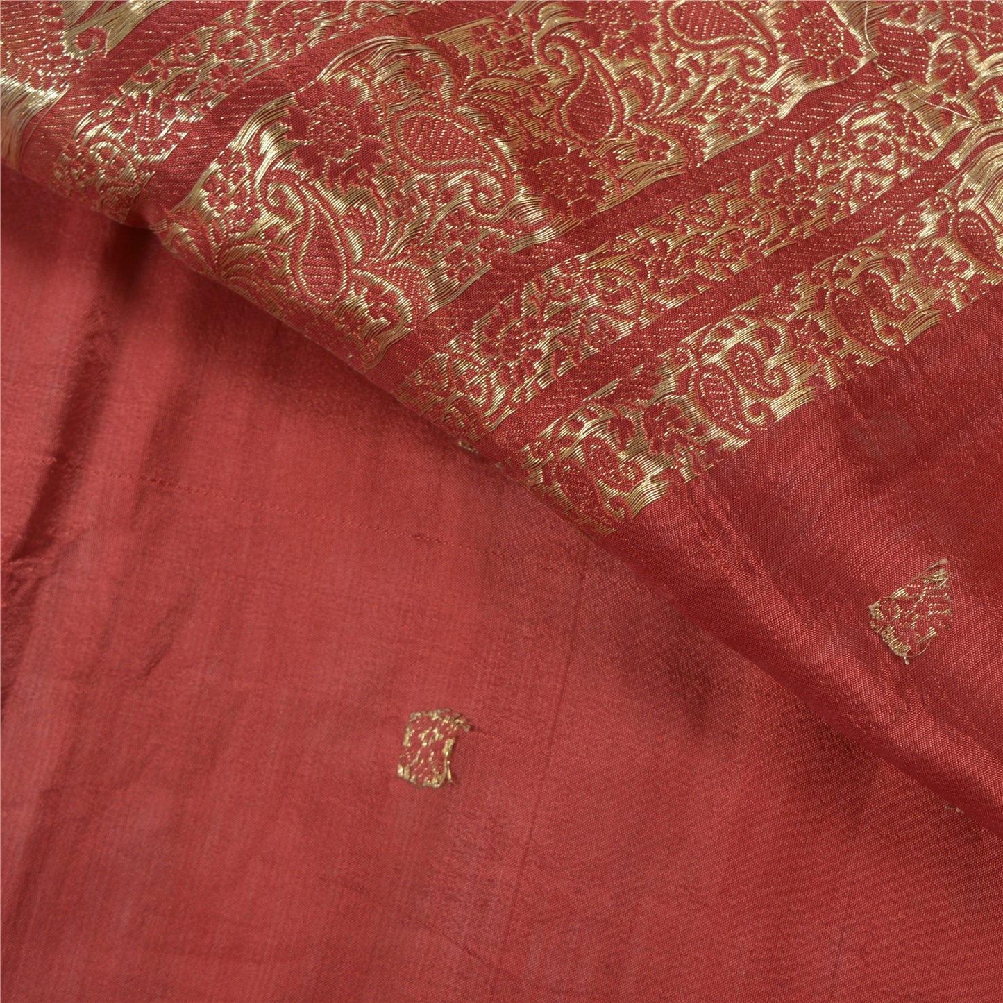 Sanskriti Vintage Heavy Dark Red Wedding Sarees Blend Satin Banarasi Woven Brocade Sari Sustainable Fabric