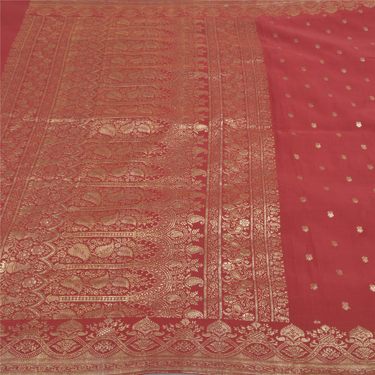 Sanskriti Vintage Heavy Wedding Saries Blandet Satin Vævet Brokade Sari Bæredygtigt Stoff