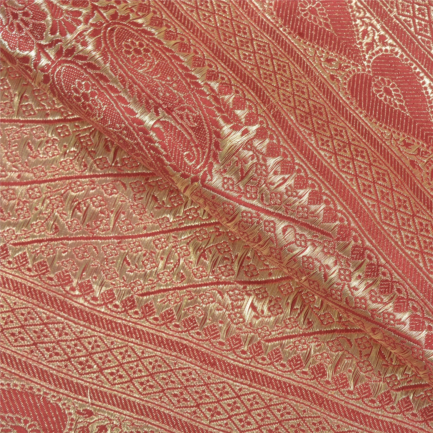 Sanskriti Vintage Heavy Wedding Sarees Pure Satin Silk Woven Brocade Sari Sustainable Fabric
