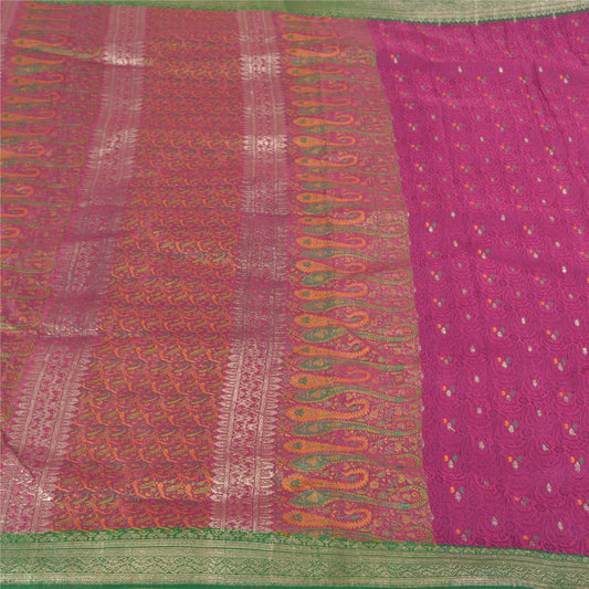 Винтажные тяжелые сари санскрити, чистый атласный шелк, сари Banarasi Tanchoi, экологически чистая ткань