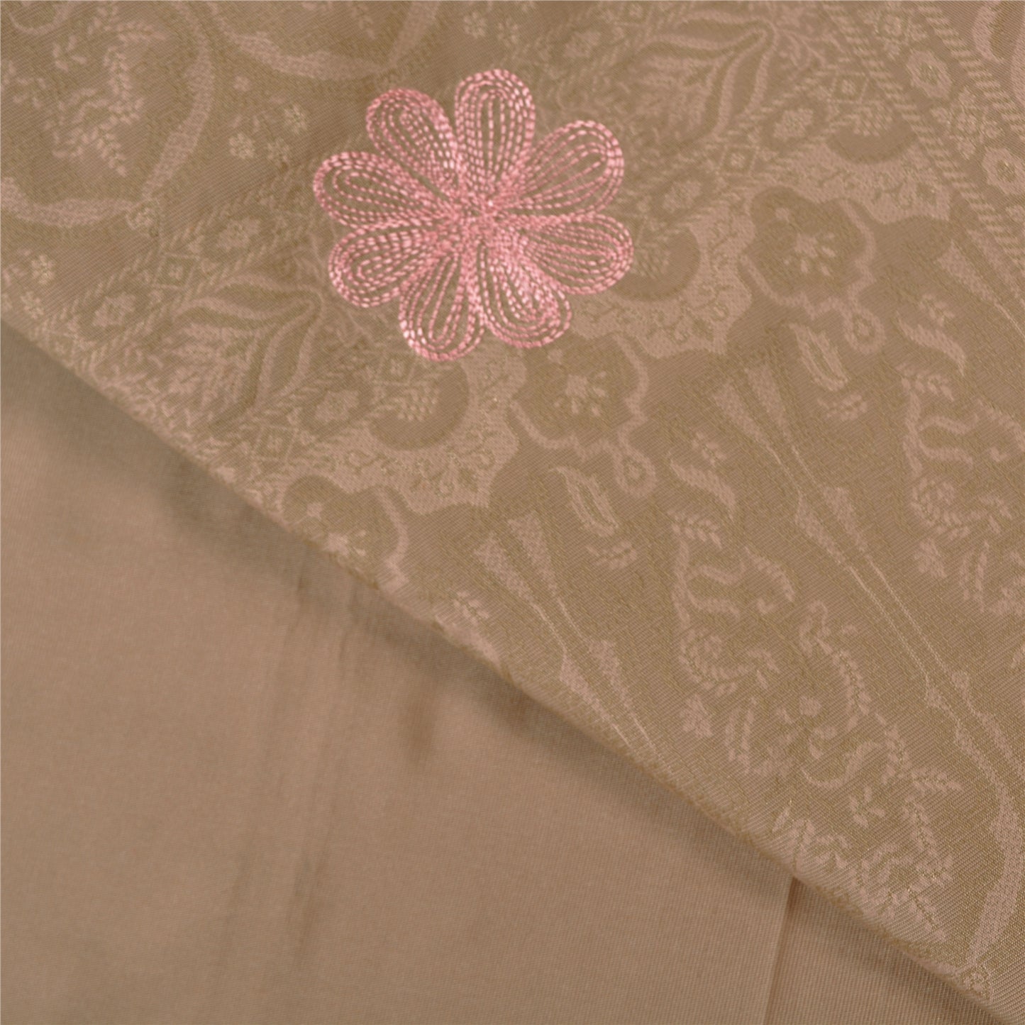 Sanskriti Vintage Heavy Beige Sarees Satin Hand Embroidered Banarasi Woven Sari Sustainable Fabric