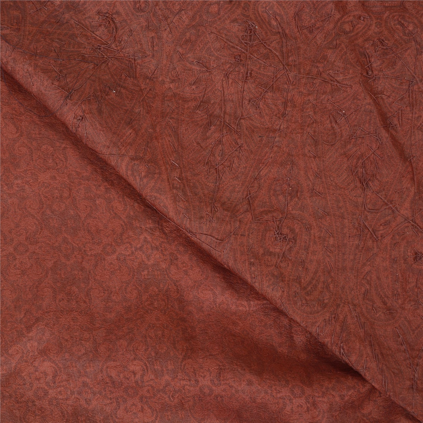 Sanskriti Vintage Brown Heavy Sarees Pure Satin Silk Beaded Woven Sari Sustainable Fabric