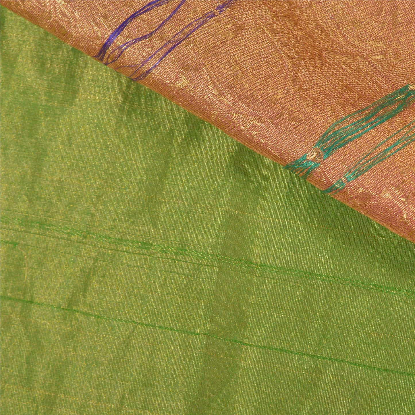 Sanskriti Vintage Green Heavy Sarees 100% Pure Silk Woven Brocade Banarasi Sari Sustainable Fabric