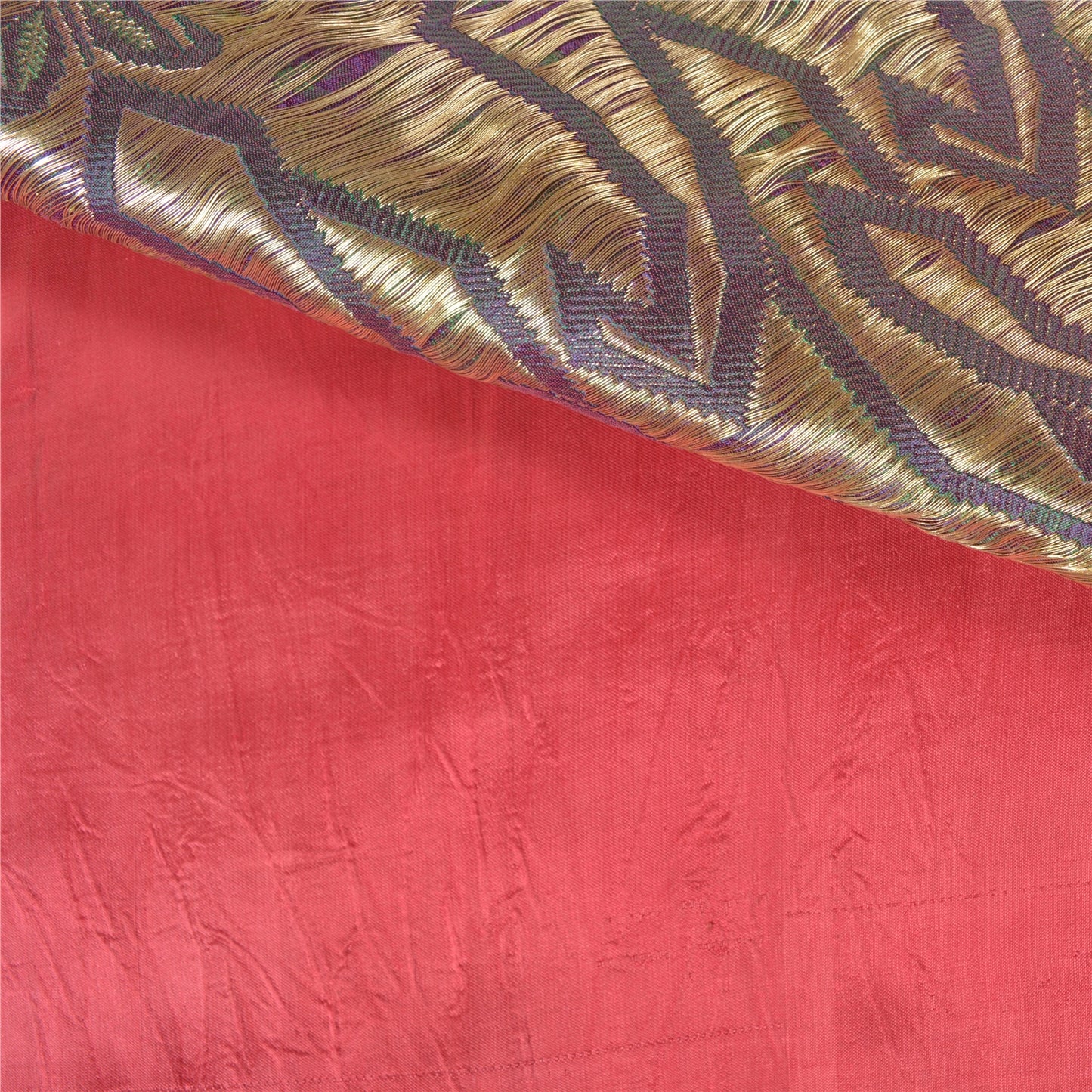 Sanskriti Vintage Heavy Pink Sarees Pure Satin Silk Woven Brocade Sari Sustainable Fabric
