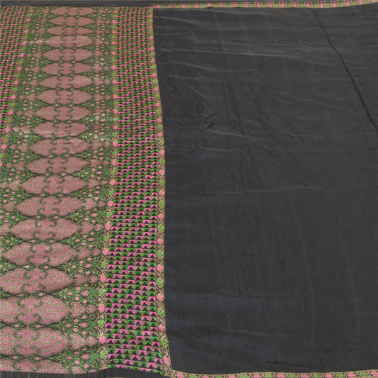 Sanskriti Vintage Heavy Sarees Pure Satin Silk Hand Woven Brocade Sari Sustainable Fabric
