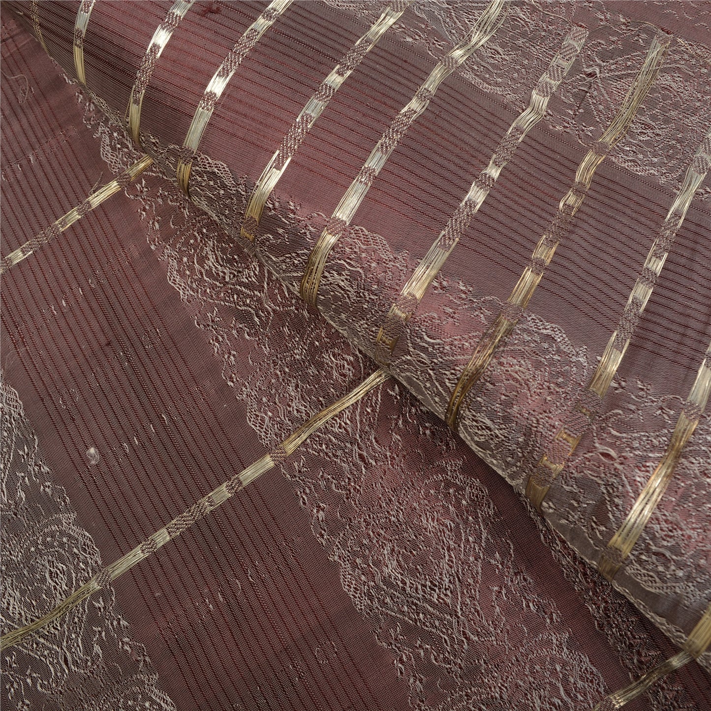 Sanskriti Vintage Heavy Wedding Sarees Pure Satin Silk Woven Brocade Sari Sustainable Fabric
