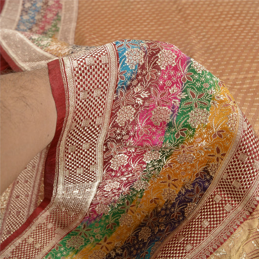 Sanskriti Vintage Heavy Wedding Sarees Pure Satin Silk Brocade Zari Sari Sustainable Fabric