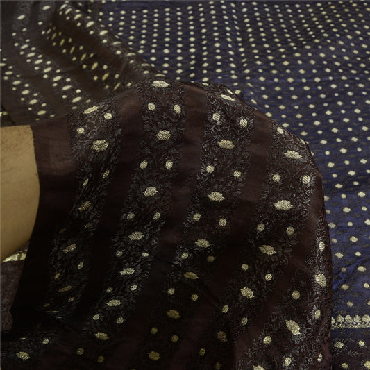 Sanskriti Vintage Purple/Blue Sarees Pure Satin Silk Woven Banarasi Sari Sustainable Fabric