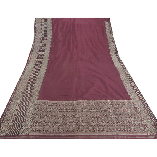 Sanskriti Vintage Purple Heavy Saree Pure Silk Sustainable Fabric Banarasi Brocade Zari Sari
