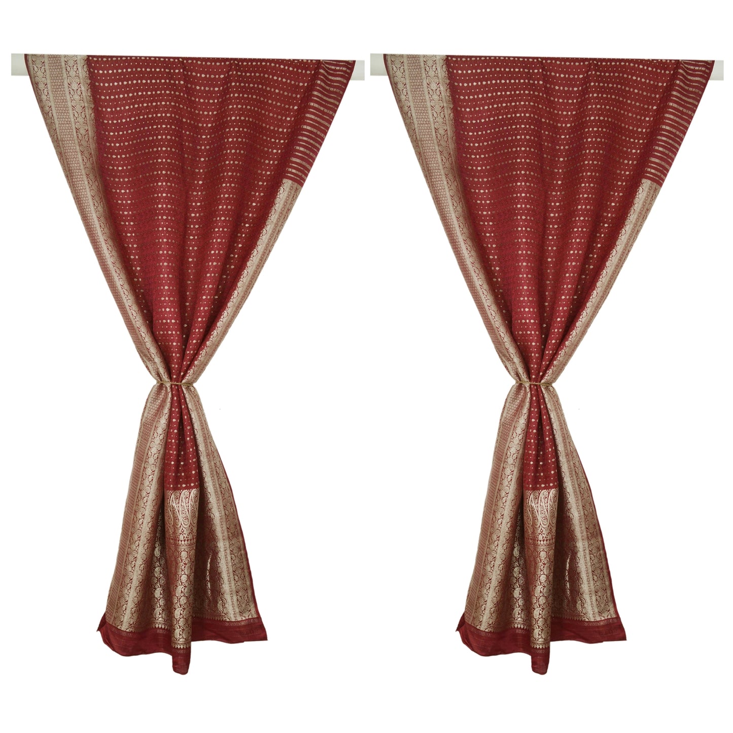 Sanskriti Vintage Red Heavy Saree Pure Satin Silk Banarasi Brocade Sustainable Fabric Sari