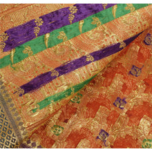 Load image into Gallery viewer, Sanskriti Vintage Orange Heavy Saree Pure Organza Silk Kanjivaram Sari Fabric
