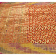 Sanskriti Vintage Orange Heavy Saree Pure Organza Silk Kanjivaram Sari Fabric