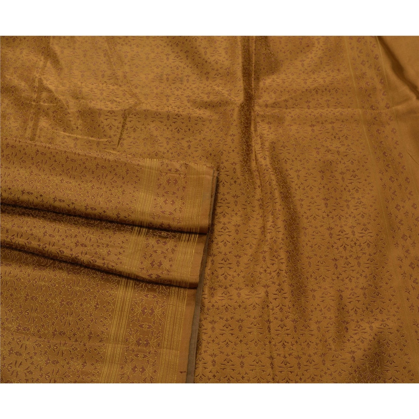 Sanskriti Vintage Copper Heavy Saree 100% Pure Satin Silk Banarasi Woven Sustainable Fabric Sari