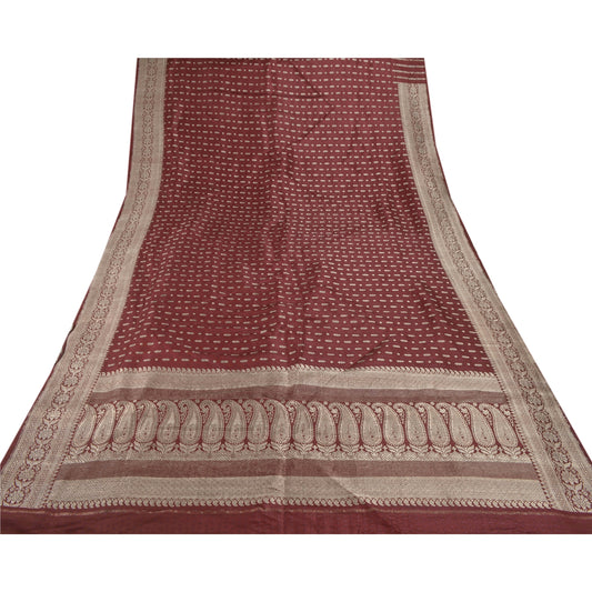 Sanskriti Vintage Heavy Saree 100% Pure Satin Silk Banarasi Brocade Sustainable Fabric Sari