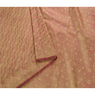 Sanskriti Vintage Pink Heavy Saree Art Silk Woven Kanjivaram Sari Craft Fabric